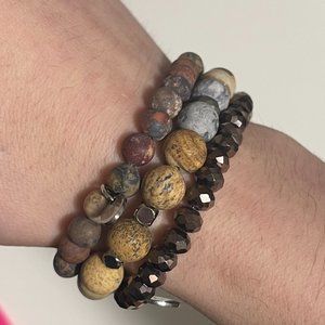 NWT Tocara Cynthia RB32477 Set of 3 Jasper, Pyrite, Crystal Bracelets | C$32